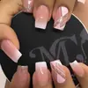 Uñas Portátiles Estilo Francés Manicura Geométrica con Purpurina Manicura Degradada Parches para Manicura Uñas Postizas Transfronterizas Venta al por Mayor Uñas Postizas