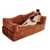 Sofá de tela para sala de estar, apartamento pequeño, casa de alquiler, sofá reclinable individual o doble, sofá cama plegable de doble uso integrado