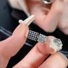 [Diamond Art Cuiying] Anillo Abierto Oscuro de Zirconia de Diamante Completo Retro de Alta Gama Personalizado para Apilar Único para Mujer