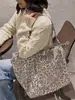 51153 Blanco Plateado Casual Estampado de Leopardo Bolso de Hombro para Mujer Otoño e Invierno 2025 Nuevo Moda para Ir al Trabajo Lona de Gran Capacidad