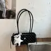 Shuai Mijia 2026 Nova Bolsa Baguete Elegante Estilo Coreano de Bolinhas para Mulheres, Bolsa de Ombro Fofa, Bolsa de Braço Delicada