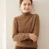 Nuevo Suéter de Cachemira para Invierno 2025 para Mujer de Cuello Alto Jersey Grueso de Moda Tejido Básico de Punto Versátil de Cuello Alto