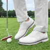 Suministro Directo Transfronterizo Talla Grande 39-49 Zapatos de Golf para Hombre con Tacos Fijos, Blanco y Azul