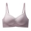 Roupa íntima de látex sem costura feminina aro sem aro copo UU seios pequenos franzidos para cima Suporte superior anti-queda dos seios sutiã ajustável