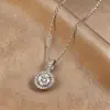 Joyas Estilo Coreano Redondo Aaaaaa Colgante Incrustado Cadena para Clavícula Collar para Mujer Accesorios de Fiesta al por Mayor Moissanita