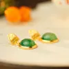 Aretes de Plata S925 Chapados en Oro con Esmeralda Africana en Forma de Huevo, Simples y Elegantes, Versátiles para el Trabajo, Aretes Elegantes y Exquisitos