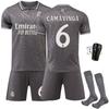 2425 Gris No. 9 Jersey Deportivo de Mbappé No. 5 Bellingham La Liga Real Madrid Segundo Uniforme de Fútbol de Visitante