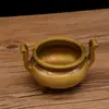 Quemador de incienso de latón Hongda tamaño pequeño de tres patas estufa de tres patas de doble oreja estufa de oreja doblada al por mayor adornos de artesanía de cobre