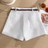 Shorts de Lino Tencel Estilo Old Money Personalizados para Mujer Verano 2026 Nuevos de Cintura Alta Adelgazantes Hot Pants Casual Versátil