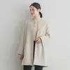 Cardigan de outono e inverno 2023 para o dia a dia, gola redonda justa, sobrecasaco de lã, sobrecasaco de lã, top quente de botão, formato casulo