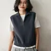 Chaleco de Punto con Cuello Alto de Cachemira Nuevo Otoño para Mujer Diseño 2025 Suéter Chaleco Simple con Cremallera Moderno