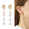 Kenjay Moda Otoñal Europea y Americana Aretes de Perlas para Mujer Perla Barroca Media Nueva Moda Aretes Elegantes de Lujo Ligero