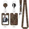 Porta Credencial Estampado de Leopardo Transfronterizo, Insignia de Empleado Estilo Ins, Credencial de Trabajo con Correa, Clip Trasero de Metal, Porta Credencial Retráctil