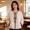 Ropa Europea y Americana Transfronteriza para Mujer en Aliexpress: Chaqueta Casual Holgada Elegante con Cuello Redondo y Corbata de Lazo