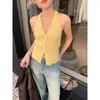Colete de Tricô Laranja Dopamina Deslumbrante com Decote V para Mulheres Design de Verão 2026 Senso de Design Emagrecedor Doce Picante Menina Sem Mangas Top