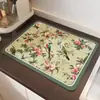 Tapete Drenante de Lama Diatomácea Estilo Retrô Chinês Tapete Absorvente Antiderrapante para Bancada de Cozinha Mesa de Jantar Tapete para Louça Tapete para Piso de Banheiro
