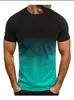 Camiseta Casual Esportiva Masculina Amazon Moda Verão Europeia e Americana Gola Redonda Gradiente 3D Manga Curta Camiseta de Gola Redonda Masculina