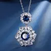 Outono e Inverno Nova Joia Huabi Base de Cobre Banhado a Ouro Espinélio Azul Sintético Redondo Elegante Luxo Acessível Conjunto para Mulheres 10Mm7M