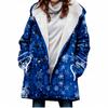 Estilo europeo y americano transfronterizo Amazon nuevo abrigo trench para mujer invierno engrosado estampado copo de nieve 3D botón abrigo con capucha