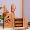 Bandeja de té al por mayor del fabricante, Accesorios para juego de té Kung Fu, Combinación de portavasos de bambú, Juego de caballero para ceremonia del té, Artesanía transfronteriza