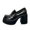 Sapatos Plataforma Mary Jane de Couro Patente com Bico Arredondado Salto Plataforma Salto Grosso Tamanho Grande Moda Sapatos Individuais Primavera 2025 Salto Alto 10CM