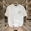 Camiseta Masculina Tendência de Luxo Manga Curta Verão 2025 Novo Estilo Ins Solta Fina Gola Redonda Algodão Puro Top Fresco Tee