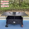 Carrito de puesto plegable portátil grande con mesa de altura ajustable, plegable y compacto, adecuado para acampar al aire libre y puestos de mercado nocturno