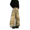 Calça Jeans Estampada Resistente Estilo Retrô Americano Desgastado para Homens, Novo Estilo de Outono, Design de Nicho, Calça Larga Reta Solta