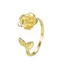 Anillo Rotatorio de Plata de Ley S925 para Alivio del Estrés, Venta en Vivo de Amazon, para Mujer, con Diseño Floral Abierto para el Dedo Índice