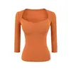 Camiseta de manga tres cuartos con escote corazón y almohadillas en el pecho/ Vestido para mujer, primavera y otoño, top entallado a la cintura, minifalda ajustada