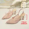 Sandalias de Encaje Calado Nuevas Primavera 2026 Punta Fina Tacones Altos Cómodos Malla Tacón Delgado Zapatos de Mujer Comercio Exterior Transfronterizo