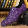 Zapatos de Cuero con Cordones Puntiagudos y Lentejuelas Personalizados para Hombre, Zapatos Oxford Británicos, Talla Grande Transfronteriza para Fiesta de Club Nocturno Boda Zapatos de Hombre