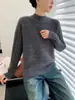 Nuevo Suéter de Lana 100% Pura Otoño e Invierno 2025 para Mujer, Cuello Alto Medio, Suéter Holgado, Camisa de Punto Trenzado para Capas