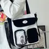 Mochila Escolar, Bolsa para Aulas de Reforço, Nova Bolsa de Mão Fashion de Alta Qualidade Estilo College Cor Contrastante Grande Capacidade Estilo Coreano Simples Bolsa de Ombro
