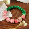 Novo Estilo Chinês Retrô Pulseira de Jade Quartizito Ciano Seco Pulseira de Cerâmica de Vidro Rosa