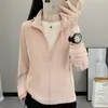 Roupa de proteção solar UPF50+ para mulheres, nova moda verão 2025, roupa de proteção solar profissional anti-UV, jaqueta respirável de seda gelada