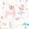 Pegatinas de pared de dibujos animados, unicornio rosa, princesa, estrella, flor, habitación infantil, guardería, sala de baile, pegatinas decorativas al por mayor
