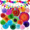 Fiesta Mexicana Set de Flores de Abanico de Papel Colorido fiesta Carnaval Flor de Papel Triangular Colorida Adornos Colgantes en Espiral
