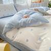 Conjunto de Cama de Algodão Lavado de Quatro Peças no Estilo Ins Capa de Edredom Solteiro Dormitório Estudantil Colcha Conjunto de Três Peças para Primavera e Verão