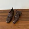 Zapatos de Salón Estilo Ballet de Moda para Mujer Nuevos de Otoño Suela Plana Punta Cuadrada Zapatos Pequeños de Piel Tacón Bajo Suela Suave Mary Janes Zapatos de Mujer