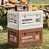 Caja de almacenamiento para camping al aire libre transfronteriza, caja plegable multifuncional para camping, organizador de maletero portátil con tapa de madera