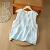 Chal Retro de Algodón y Lino Verano 2026, Top sin Mangas con Bordado Pesado, Estilo Francés para Mujer, Nuevo Top Holgado y Versátil