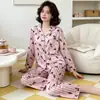 Pijama francés reductor de edad para mujer, nuevo para primavera y otoño, simple, con puntos de ola, manga larga, pantalones de seda helada, ropa de casa, traje de moda, venta al por mayor