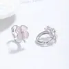 Brincos de Trevo de Quatro Folhas para Mulheres, Brincos de Prata 925, Brincos de Pedra Olho de Gato Levemente Luxuosos e de Alta Qualidade, Joias de Nicho Ins, Presente de Aniversário