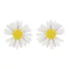 Aretes de Margarita Crisantemo Flor Blanca Pétalos de Girasol Plata Esterlina s925 Aretes de Pin para Mujer Coreano Súper Hada