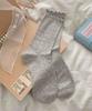 Calcetines Blancos Florales con Borde de Oreja de Madera para Mujer Calcetines Medios Calcetines de Algodón de Moda Calcetines Finos de Verano Calcetines Apilados de Estudiante JK Japonés