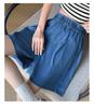 Casaco casual solto cor sólida feminino verão fino tencel jeans cintura alta linha A hot pants cintura elástica shorts cinco pontos