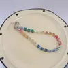 Cadena de Teléfono de Cristal Imitación Lujo Ligero para Mujer, Moda Ins Cubo de Azúcar Transparente Hielo Colgante de Lanyard de Muñeca con Perlas