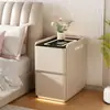 Mesa de cabeceira inteligente, multifuncional, de alta qualidade, sem necessidade de montagem, com régua de energia, trava de senha, carregamento sem fio, gabinete de cabeceira em couro para quarto