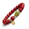 Pulseira Cinnabar Fidelity com Areia Dourada Roxa de Alto Teor para Homens e Mulheres e Gourd Fulu de Jade Pulseira Antiga Benmingnian Presente